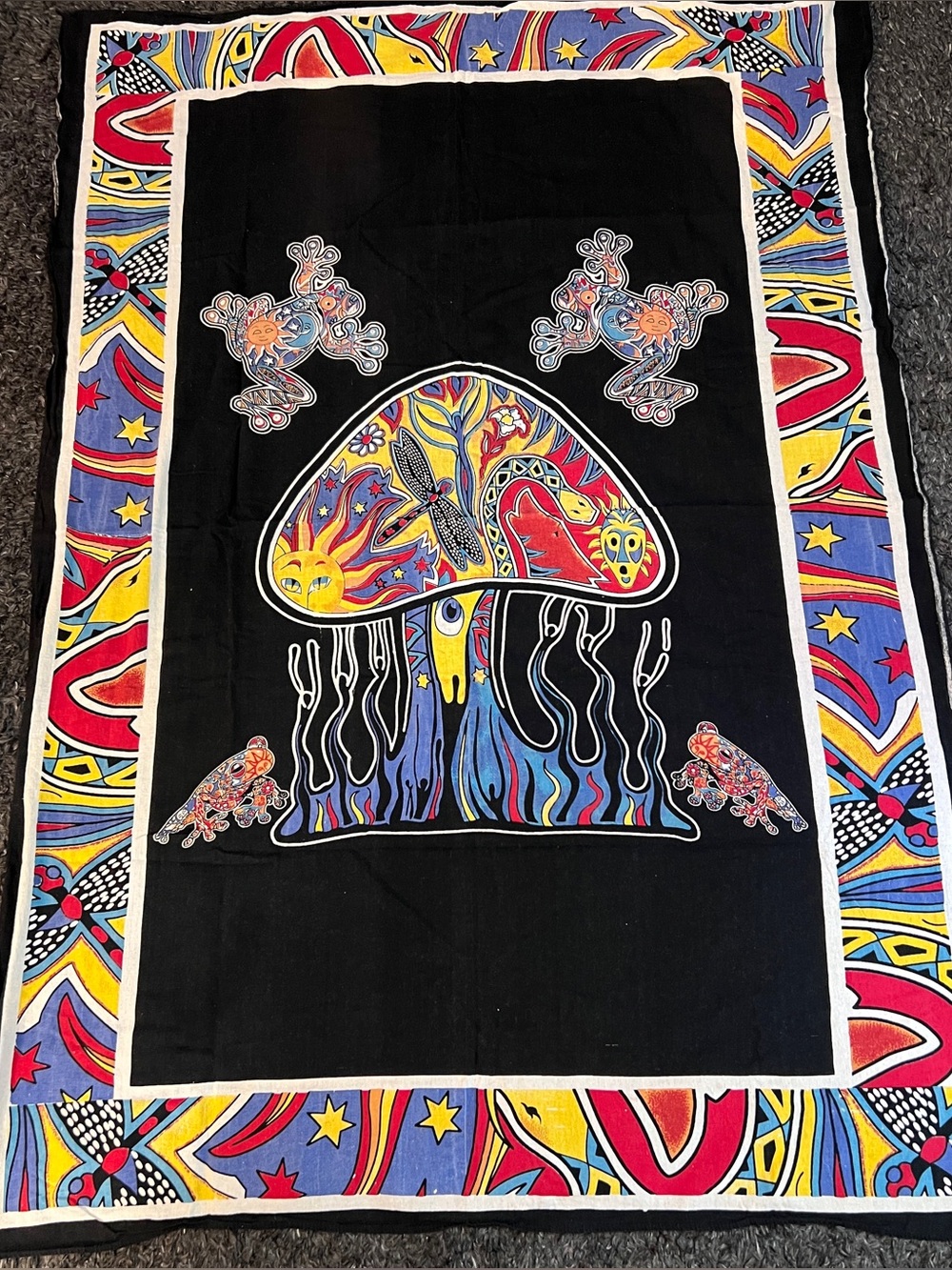 Mushroom frog tapestry